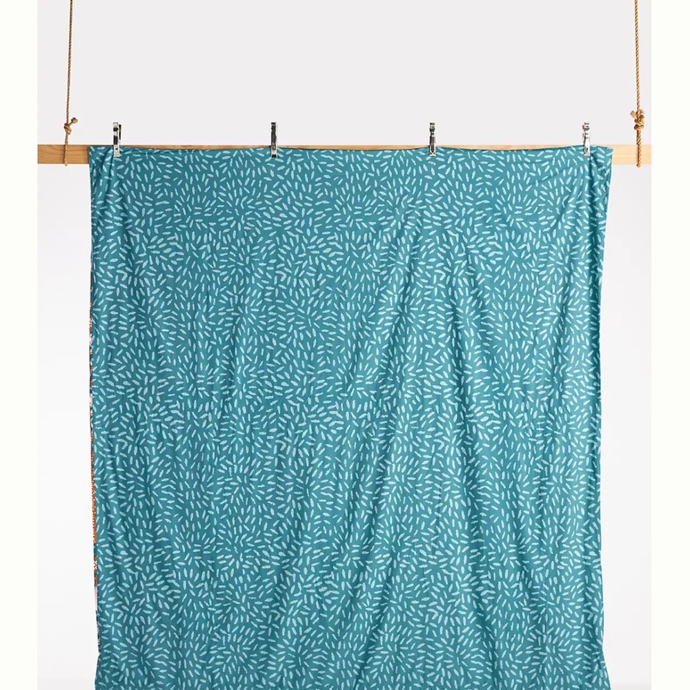 Anthropologie Mahina Floral Duvet Cover in Teal and Orange - Picture 4 of 5